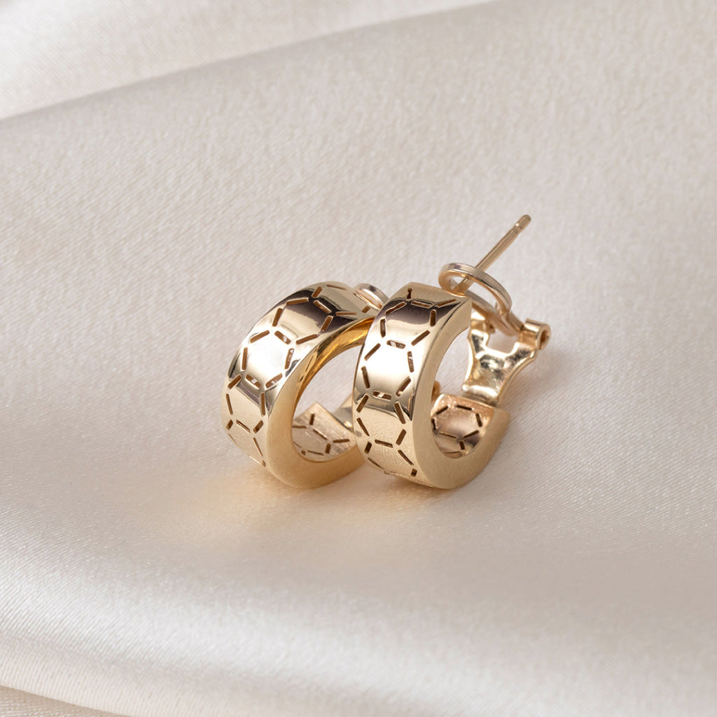 Hexa Hoop Earrings | 14ct Gold - Earrings