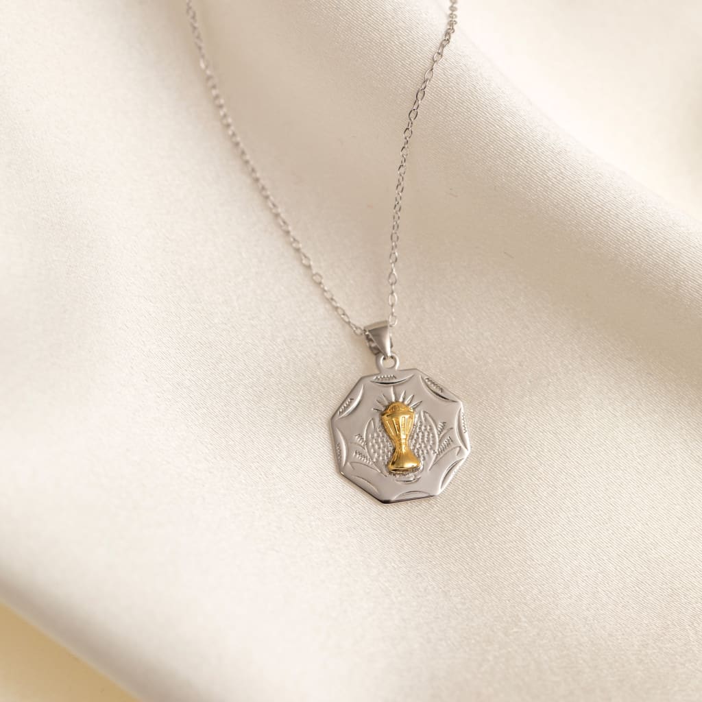 Hexagon Communion Medal | Free Engraving - Necklace