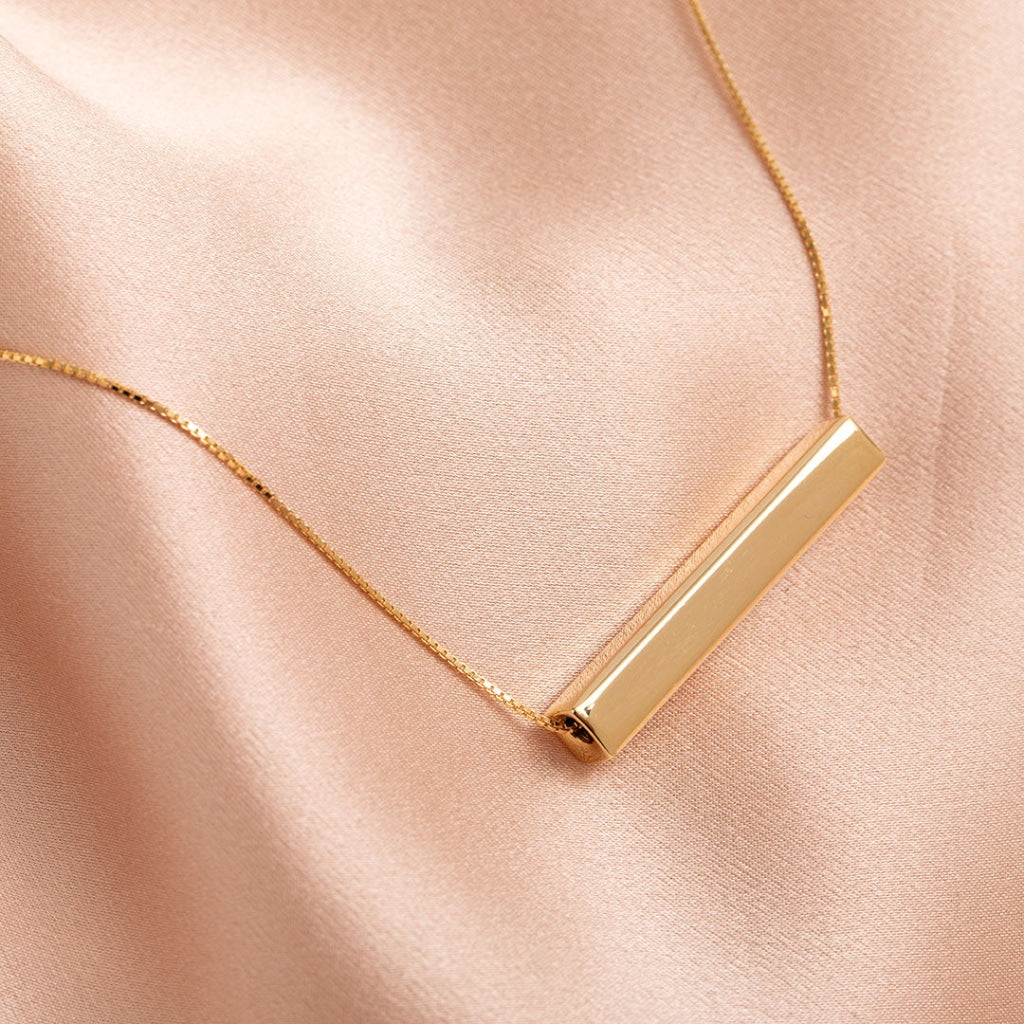 Gold engravable bar necklace x