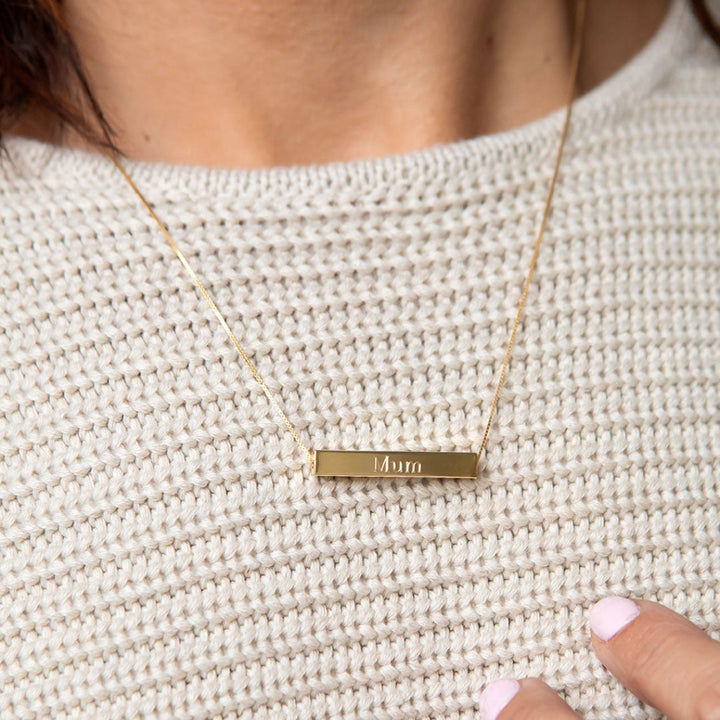 9ct Yellow Gold 22mm x 3mm Horizontal-Bar Adjustable Necklace 41cm-43cm main image 1