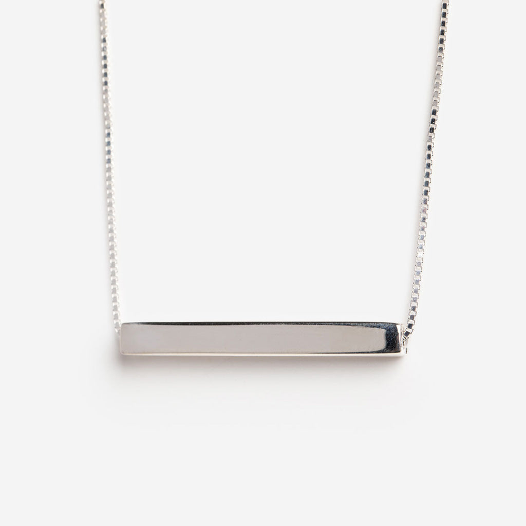 Horizontal Engravable Bar Necklace | Sterling Silver