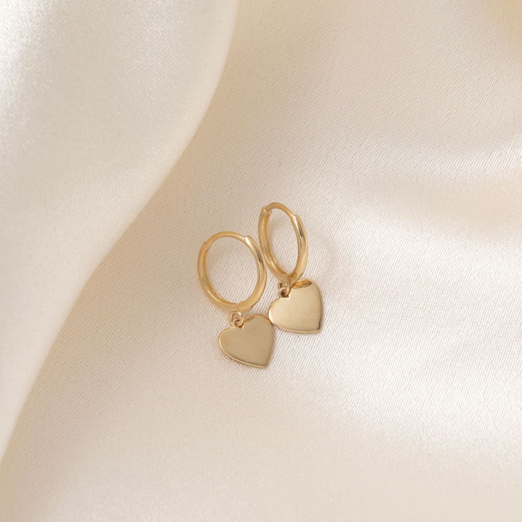 Huggies with Heart Charm | 9ct Gold