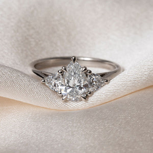 IKARIA 1.50ct | Pear 3-Stone Lab Grown Diamond Engagement Ring in Platinum