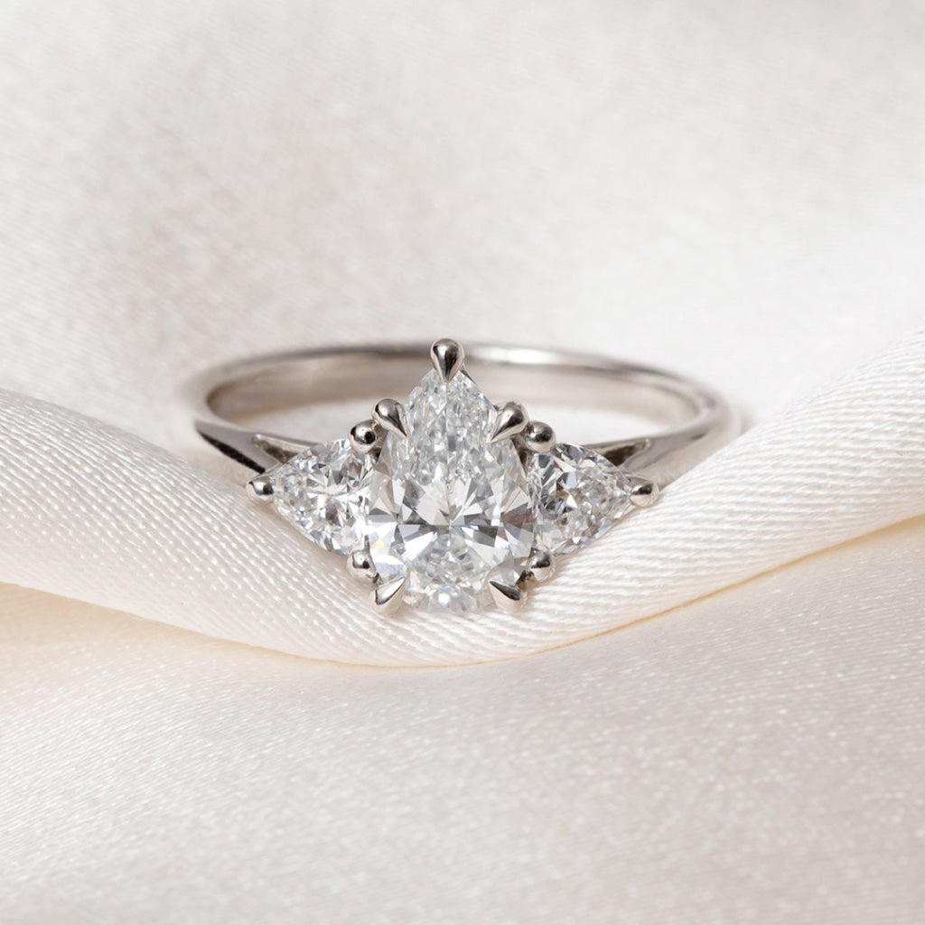 IKARIA 1.50ct | Pear 3-Stone Lab Grown Diamond Engagement Ring in Platinum