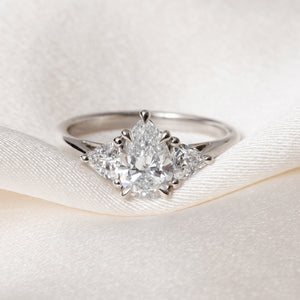 IKARIA 1.50ct | Pear 3-Stone Lab Grown Diamond Engagement Ring in Platinum