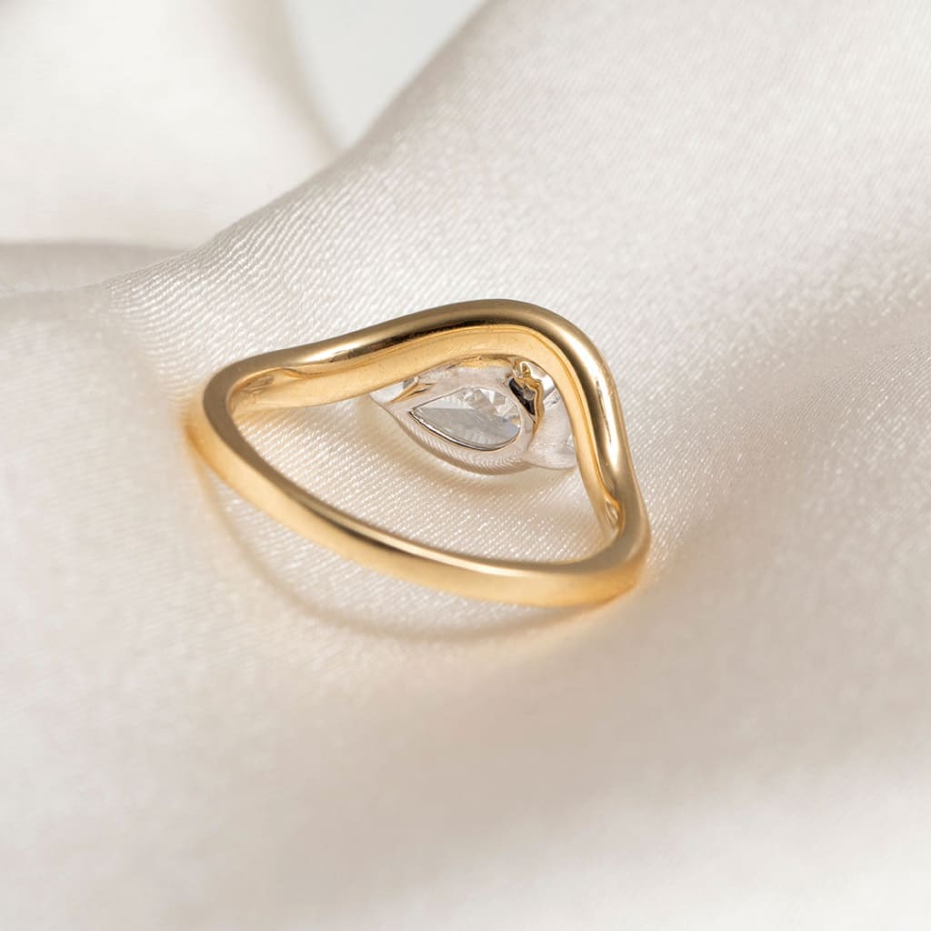 under view of pear cut ring