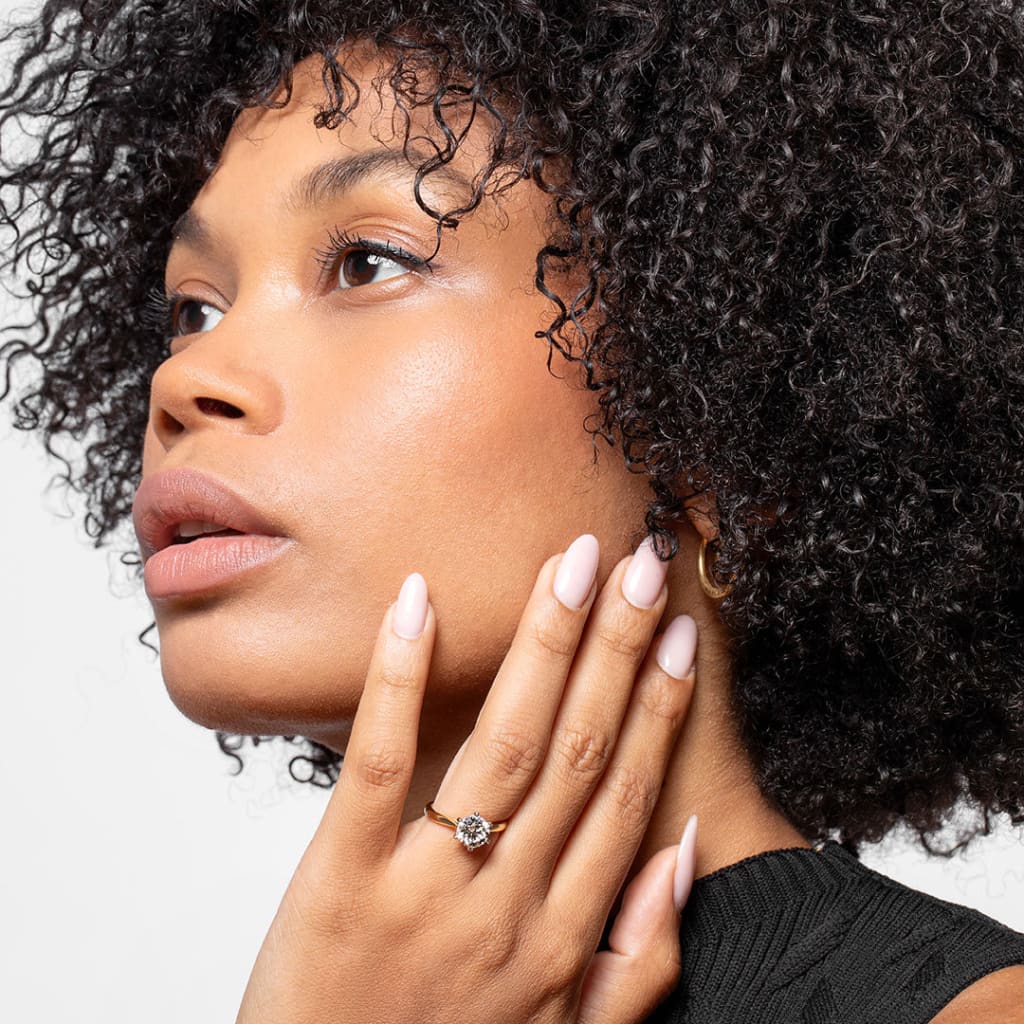 Diamond Engagement Ring on Models Hand