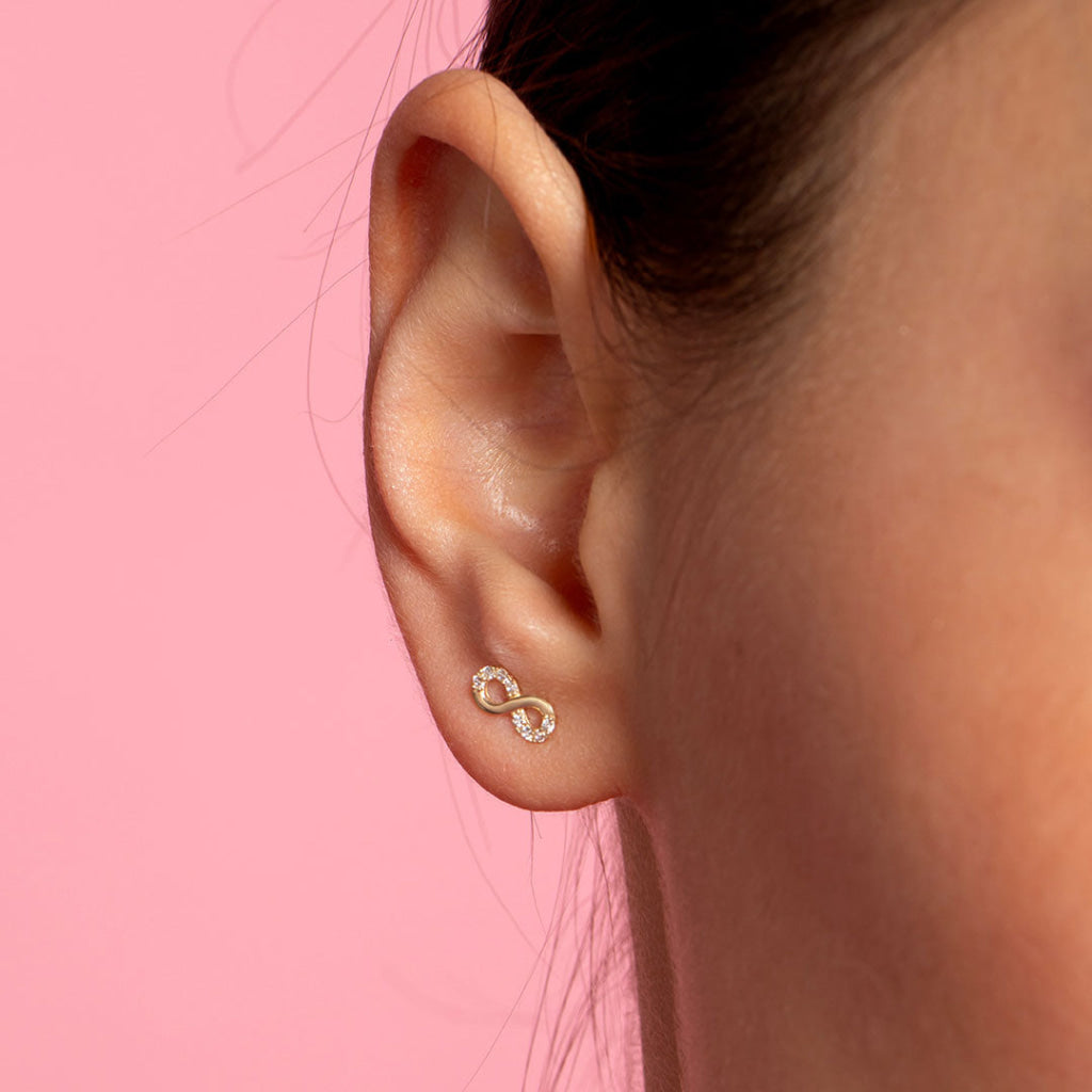 Tooliks Small Rose Gold Infinity Stud Earrings - Designer India | Ubuy