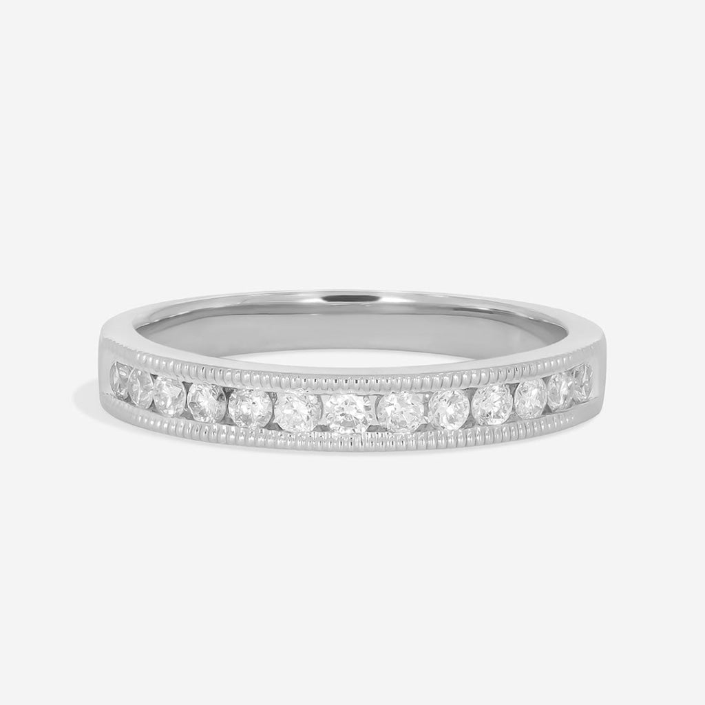 Millgrain Diamond Wedding Ring - 0.28ct | 9ct White Gold - 