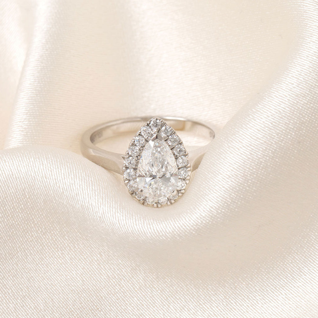 ISABELLA | Pear Halo Lab Diamond Set in Platinum 1.20ct