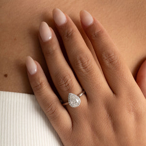 ISABELLA 1.20ct | Pear Halo Lab Grown Diamond Engagement Ring in Platinum