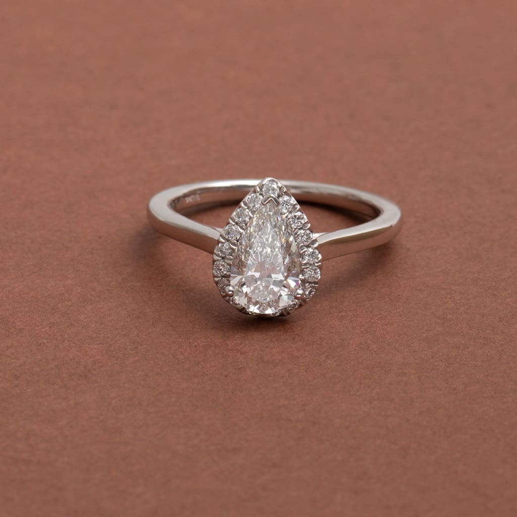 ISABELLA | Pear Halo Lab Diamond Set in Platinum 1.20ct