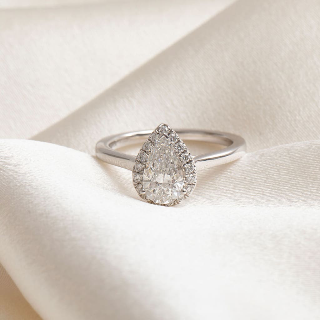 ISABELLA | Pear Halo Lab Diamond Set in Platinum 1.20ct