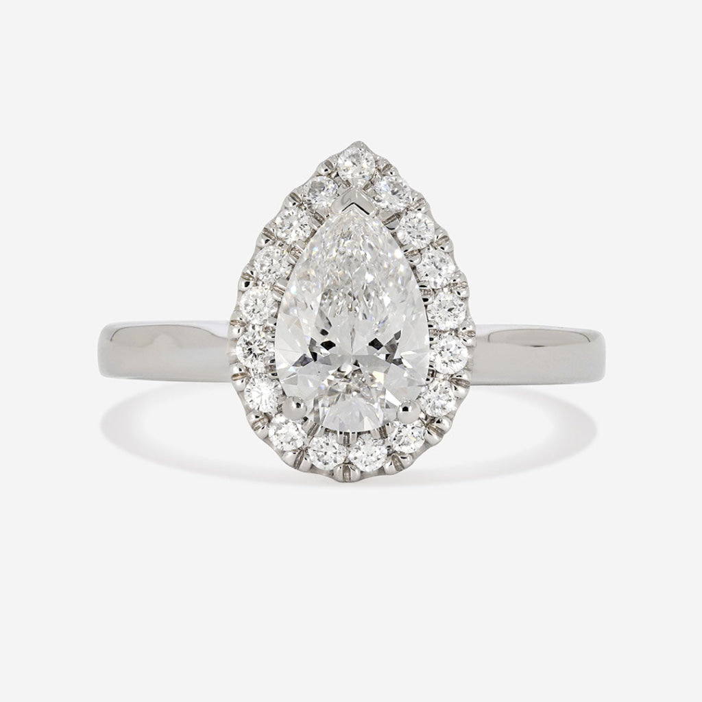 ISABELLA | Pear Halo Lab Diamond Set in Platinum 1.20ct