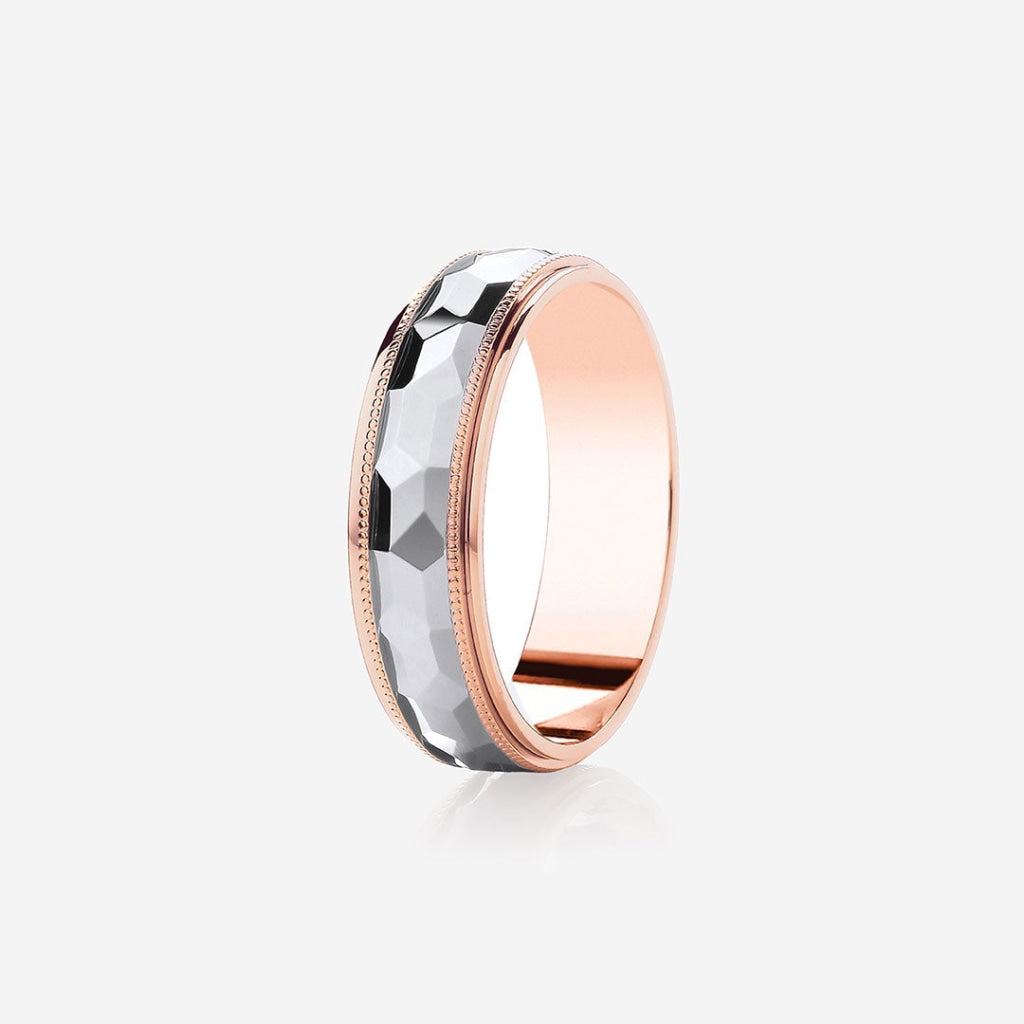 Diamond Cut Wedding Ring | 9ct Two Toned rose Gold - Rings