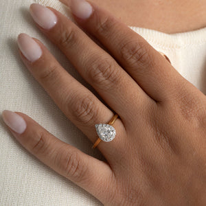 JAMIE 0.85ct | Pear Halo Lab Grown Diamond Engagement Ring in 18ct Gold