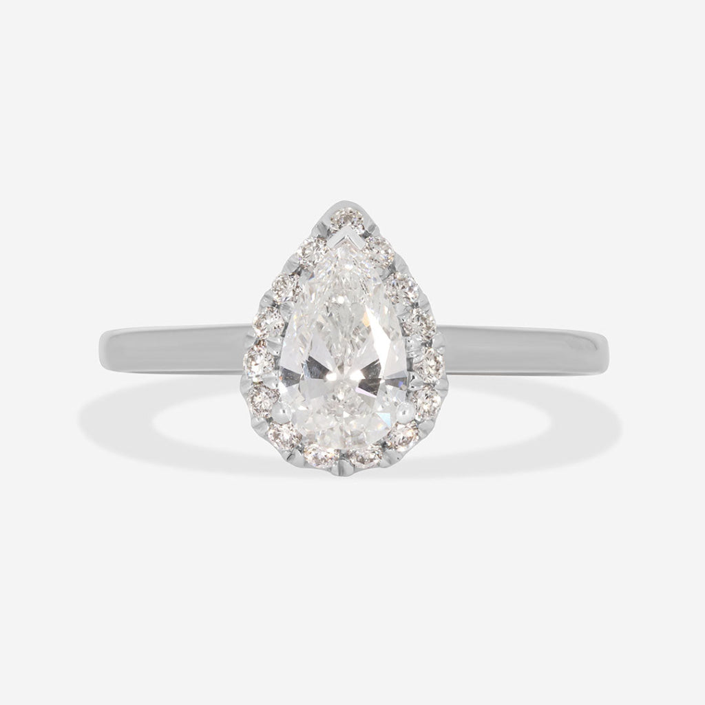 pear cut halo engagement ring