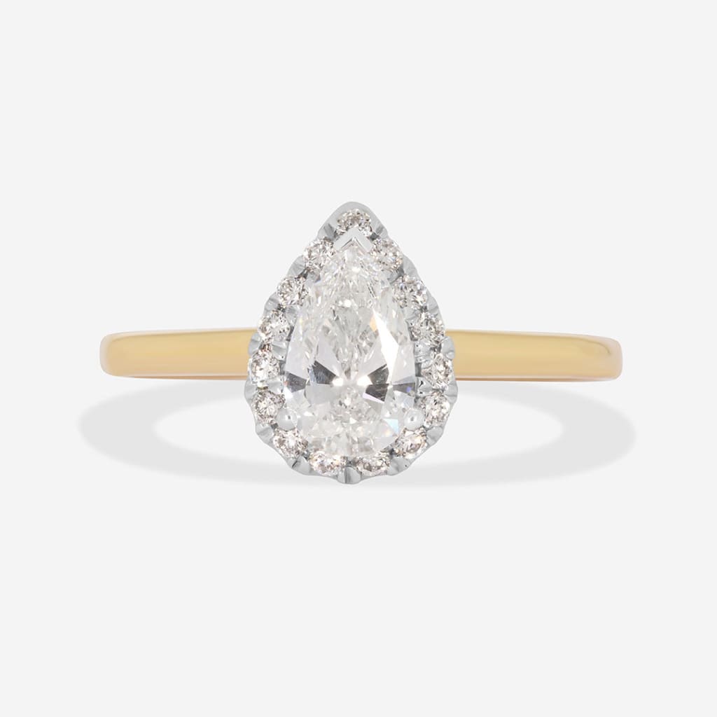 JAMIE | Pear Halo Lab Diamond Set in 18ct Gold 0.85ct