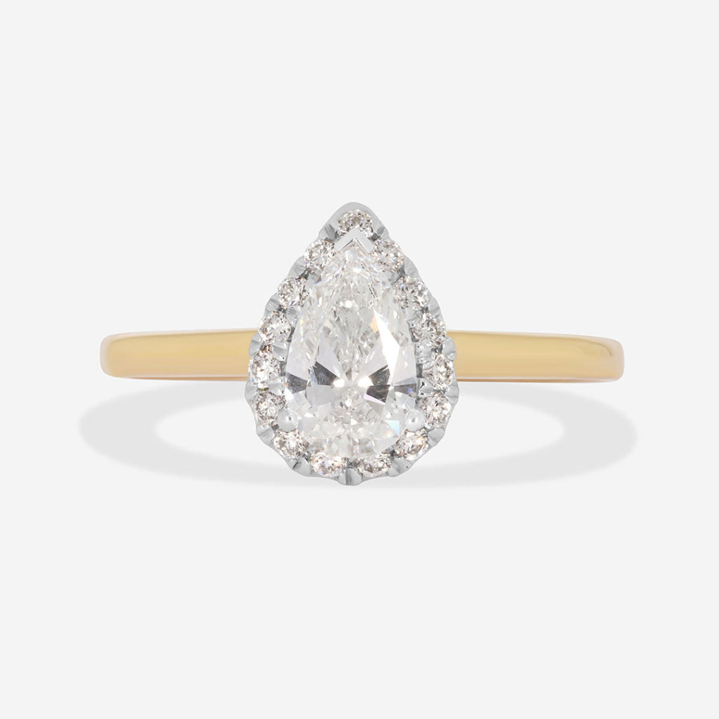 18ct yellow gold pear cut engagement ring