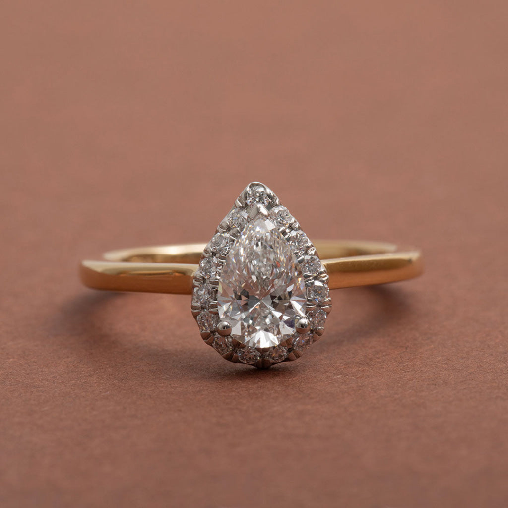 JAMIE | Pear Halo Lab Diamond Set in 18ct Gold 0.85ct