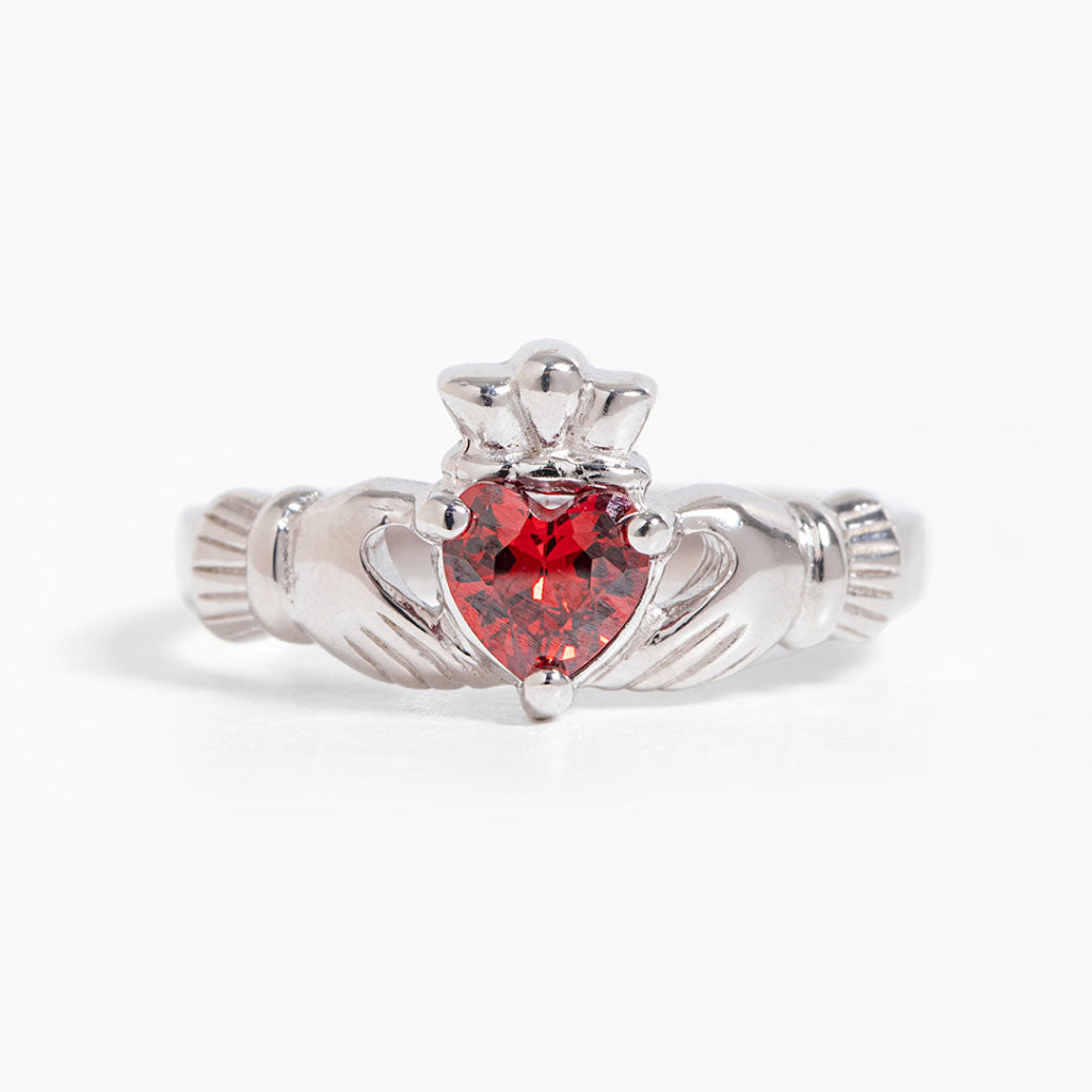 January Birthstone Claddagh Ring | Sterling Silver