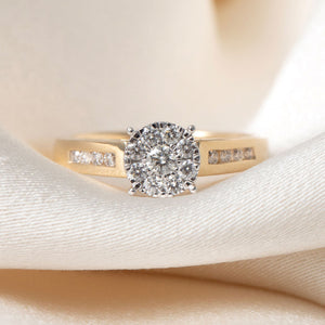 JESS 0.35ct | Round Cluster Diamond Engagement Ring in 9ct Gold