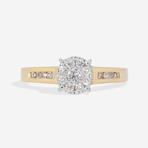 JESS 0.35ct | Round Cluster Diamond Engagement Ring in 9ct Gold