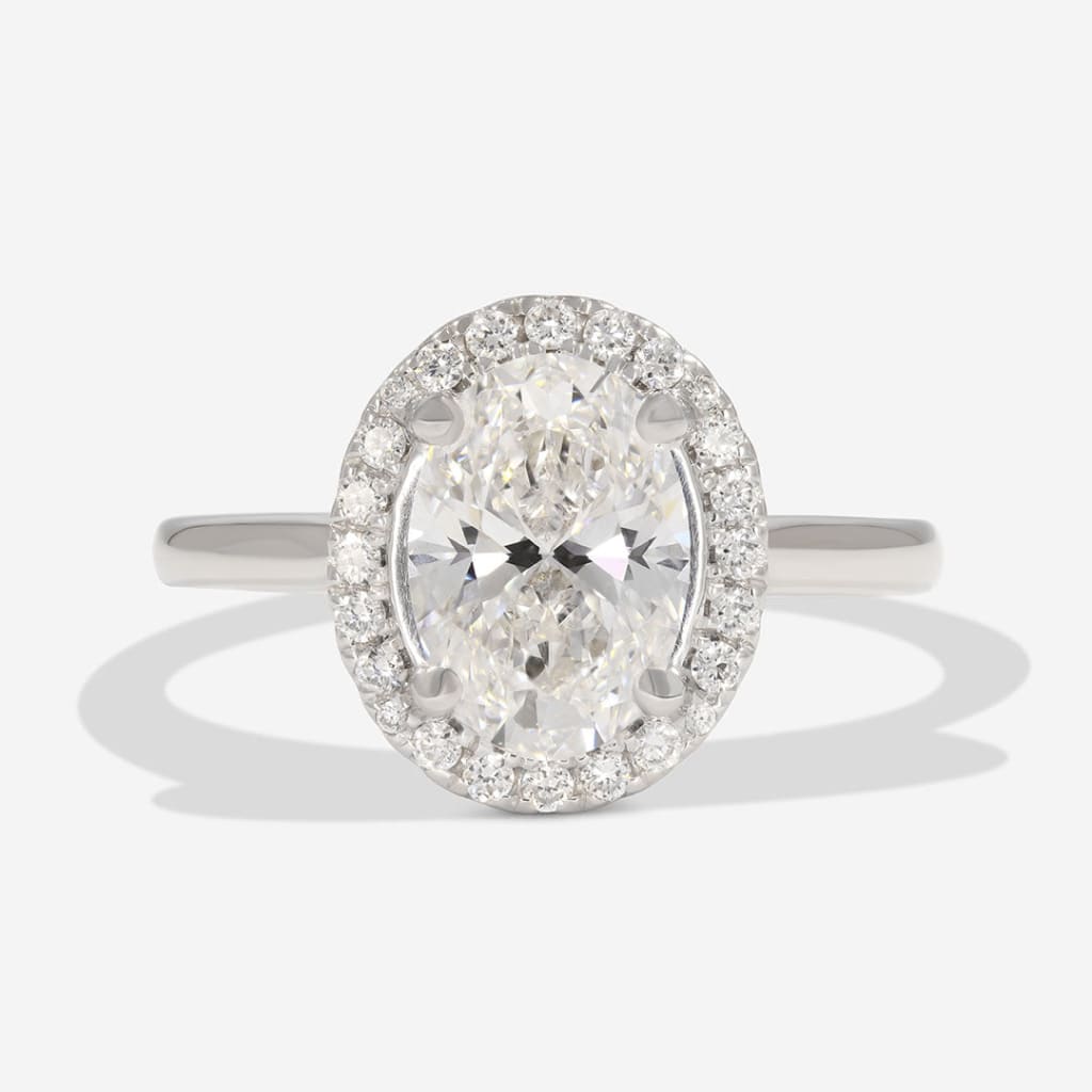 JULIETTE | Oval Halo Lab Grown Diamond Engagement Ring in Platinum