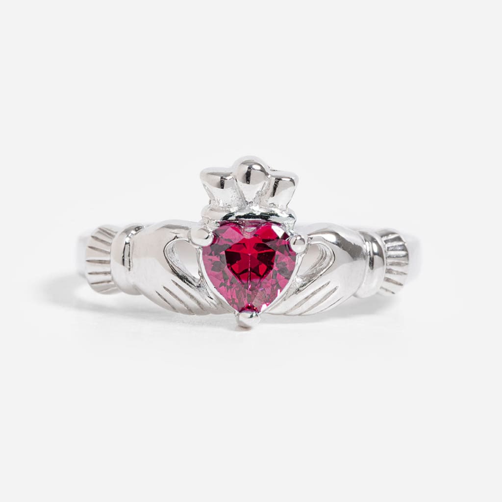 July Birthstone Claddagh Ring | Sterling Silver