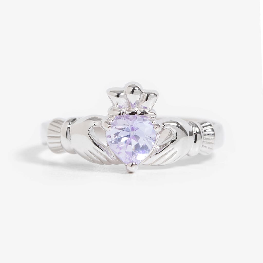 June Birthstone Claddagh Ring | Sterling Silver