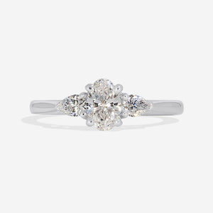 KAI 0.55ct | Oval 3-Stone Diamond Engagement Ring in Platinum
