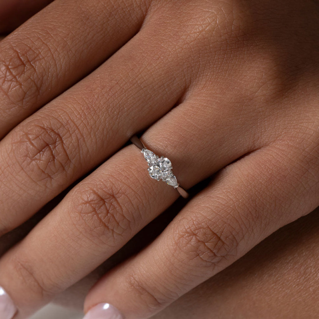 KAI 0.55ct | Oval 3-Stone Natural Diamond Engagement Ring
