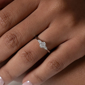 KAI 0.55ct | Oval 3-Stone Natural Diamond Engagement Ring in Platinum