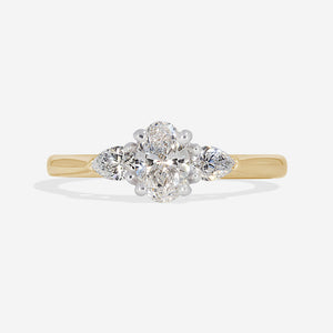 KAI 0.60ct | Oval 3-Stone Natural Diamond Engagement Ring in 18ct Gold