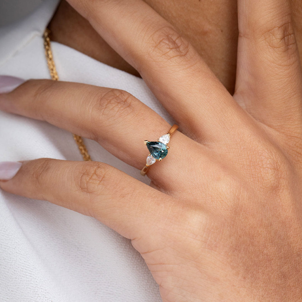 KALIA | Teal Sapphire Diamond Ring - Rings