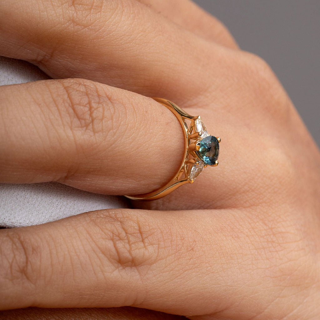 KALIA | Teal Sapphire Diamond Ring - Rings