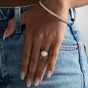 KARA | Cushion Cut 3-Stone Lab Grown Diamond Engagement Ring in 18ct Gold