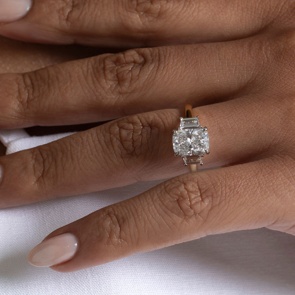 KARA | Cushion Cut 3-Stone Lab Grown Diamond Engagement