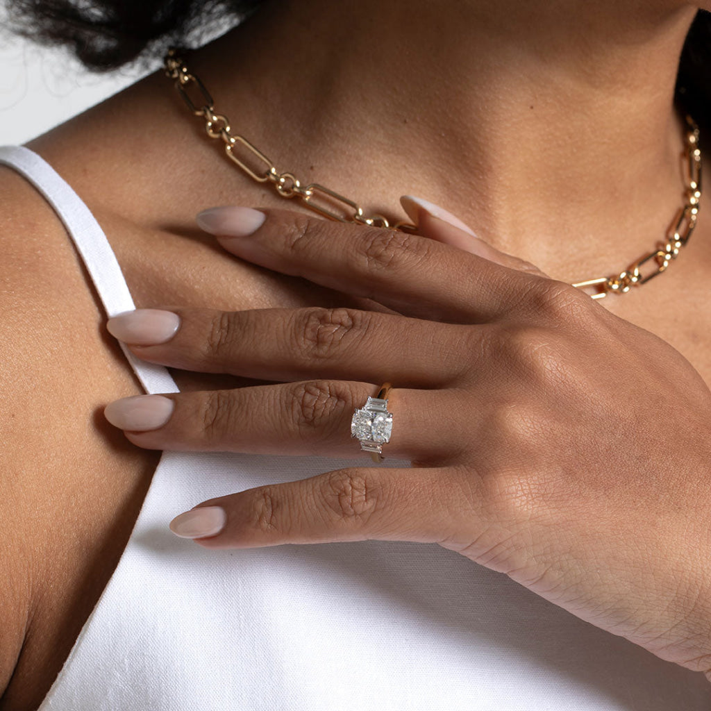 KARA | Cushion Cut 3-Stone Lab Grown Diamond Engagement