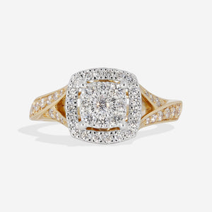KATIE 0.50ct | Cushion Cluster Diamond Engagement Ring in 18ct Gold