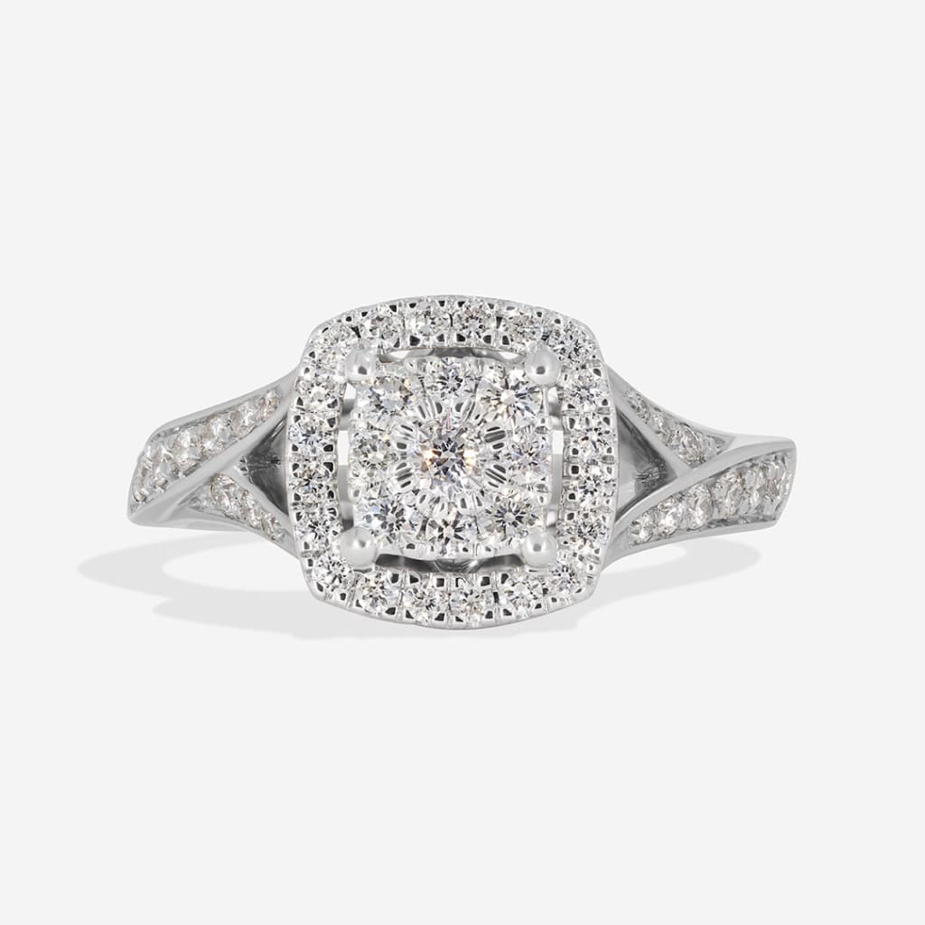 KATIE | Cushion Cluster Diamond Set in 18ct White Gold 0.50ct