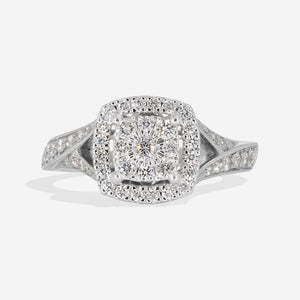 KATIE 0.50ct | Cushion Cluster Diamond Engagement Ring in 18ct White Gold