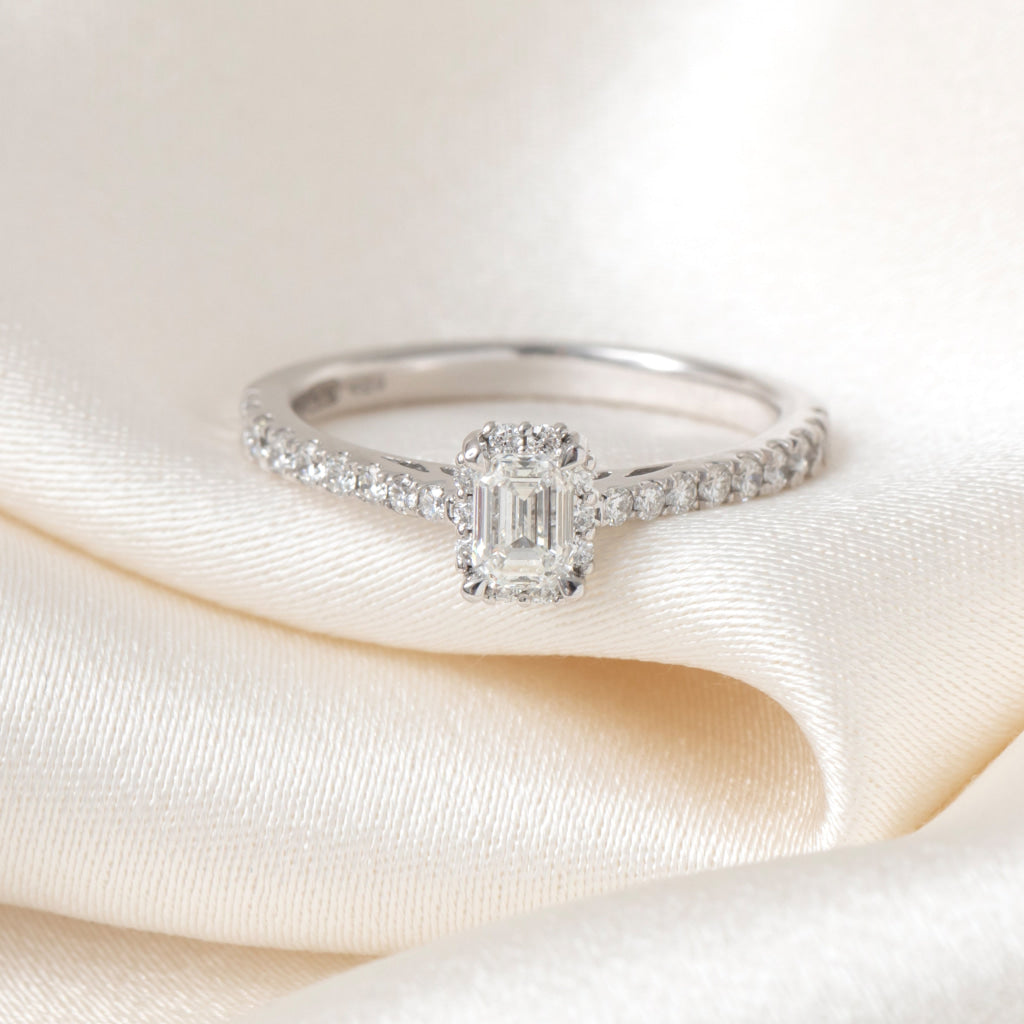 KENNEDY 0.81ct | Emerald Cut Halo Diamond Engagement Ring