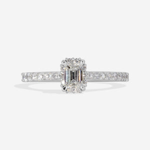 KENNEDY 0.81ct | Emerald Cut Halo Diamond Engagement Ring in 18ct White Gold