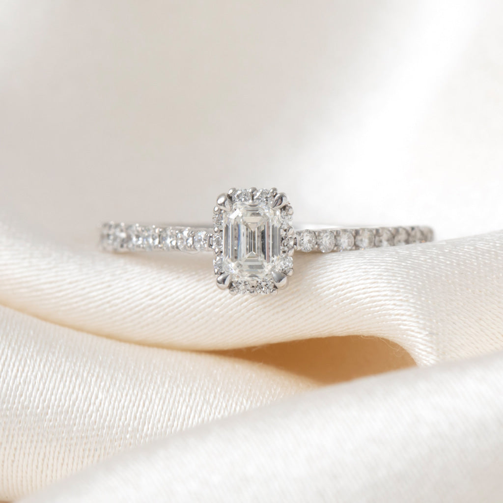 KENNEDY 0.81ct | Emerald Cut Halo Diamond Engagement Ring