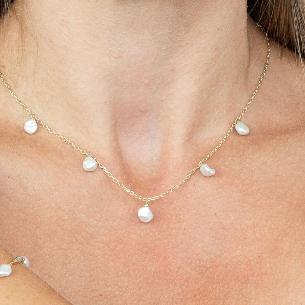 Keshi Pearl Necklace | 9ct Gold - Necklace