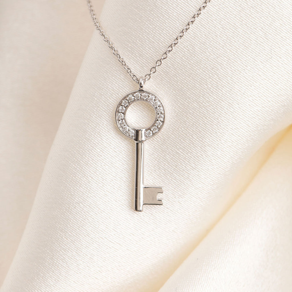 Key To My Heart Diamond Necklace | 18ct White Gold