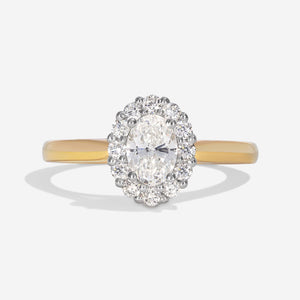 KHAN 0.75ct | Oval Halo Natural Diamond Engagement Ring in 18ct Gold