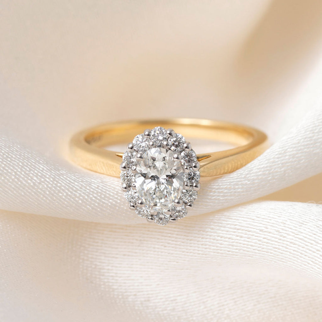 KHAN 0.75ct | Oval Halo Natural Diamond Engagement Ring
