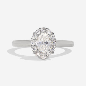 KHAN 0.80ct | Oval Halo Diamond Engagement Ring in Platinum